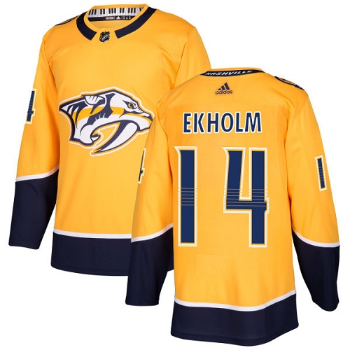 Adidas Men Nashville Predators 14 Mattias Ekholm Yellow Home Authentic Stitched NHL Jersey